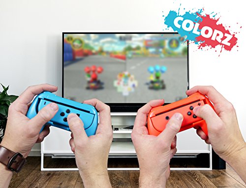 Subsonic Grips Controller for Joy-Cons Nintendo Switch/Pack of 2 Comfort Handles for Joy Cons, Red and Blue Fluorescent - Image 3