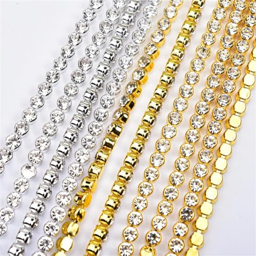 Galon strass cristal haut de gamme avec base argentée de 9m - 4