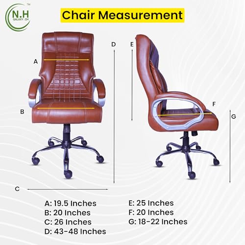 Image of Vega Ergonomic High Back Boss Chair with Pure Soft Cushioned Arm Rest Leatherette Office Arm Chair (Brown)