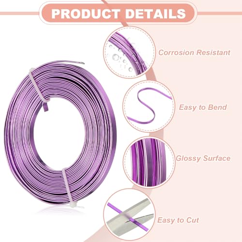 Image of uxcell 18 Gauge Flat Aluminum Wire, 16.40 ft 5mm Wide Aluminum Crafts Wire for Flower Bonsai Crafts Carving DIY Bezel Sculpting Gem Metal Wrap, Light Purple