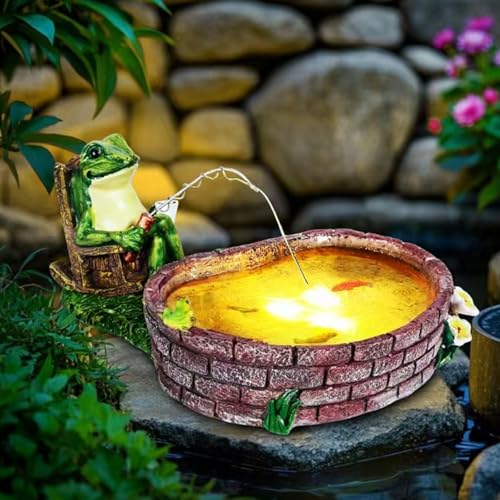 RPYFMMKPF Solar Frogs for Outdoors Fishing Frog-Shaped Garden Decor Patios Yards and Lawn Ornaments Frog Gifts for Women