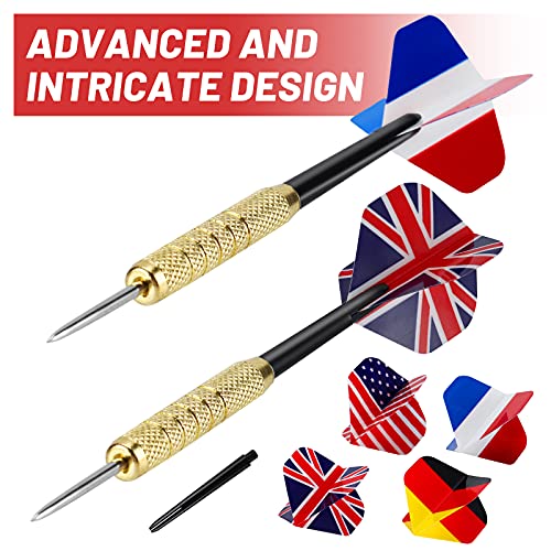 Accmor 12pcs Steel Tip Darts Set, 18 Grams Professional Metal Darts, Metal Tip Darts with 4 Extra Nylon Shafts, 4 Extra Flights in Four Different Patterns - Thumbnail 3