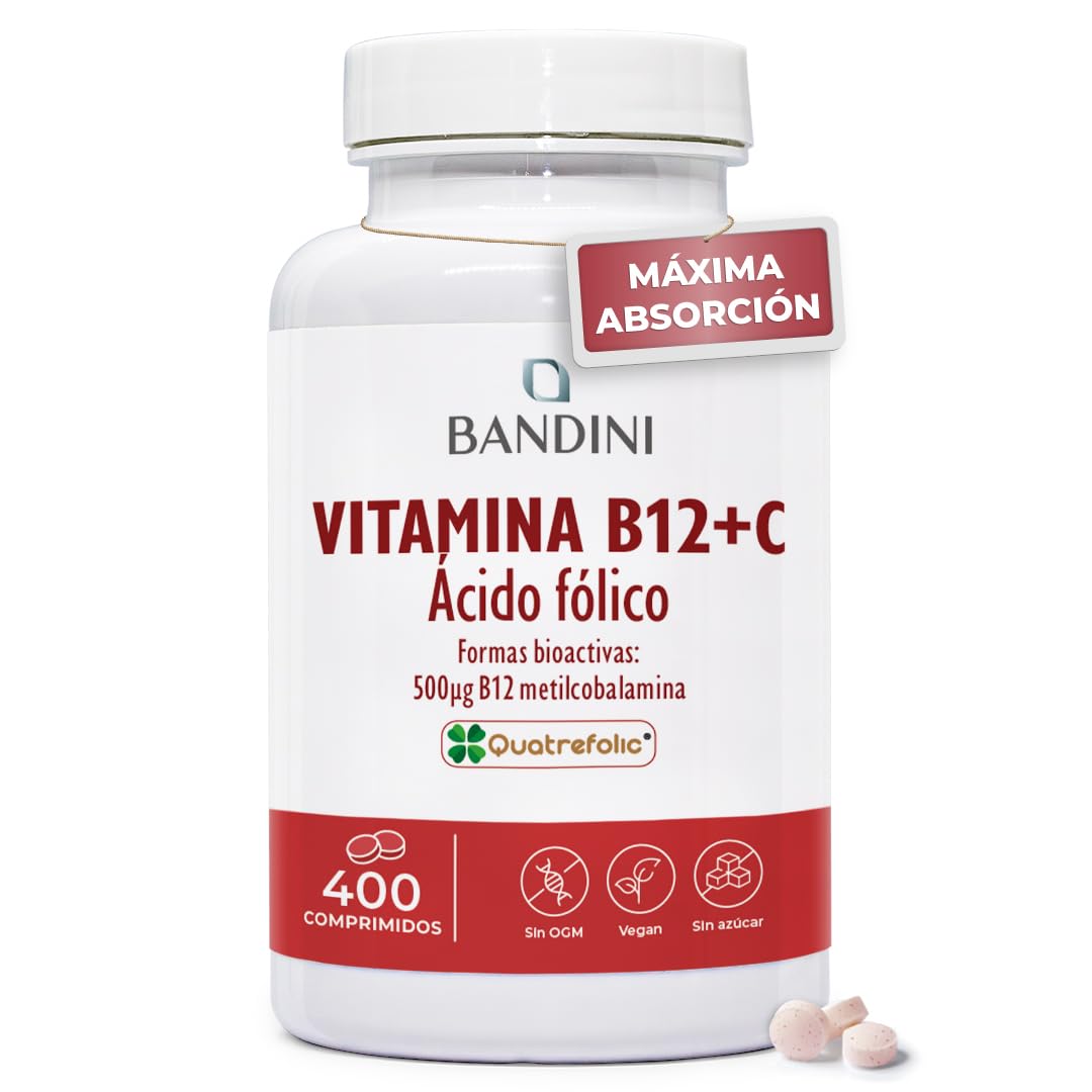 400 comprimidos con B12 metilcobalamina 500 µg, Quatrefolic® 200 µg y vitamina C