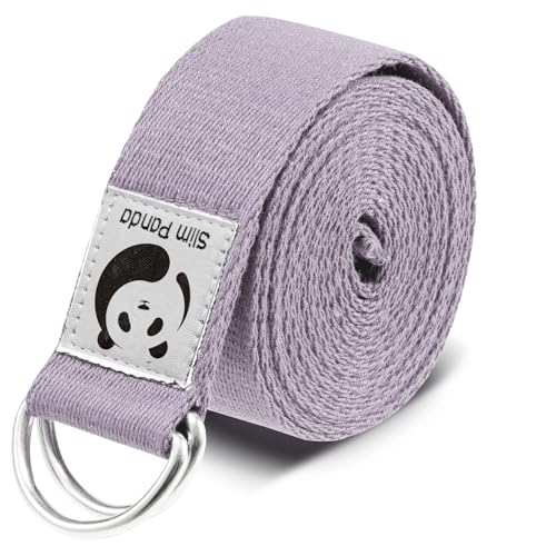 Slim Panda Baumwolle Yoga Gurt - Praktisches Yogagurt Zubehör für Dehnen und Fitness, Yoga Band mit Schiebeschnalle aus Metall, Gut für Anfänger & Fortgeschrittene, Mehrere Farben (180/250cm)