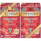 Twinings Christmas Tea - Black Tea Blended with Spicy and Aromatic Clove and Cinnamon, Tea Bags Individually Wrapped, 20 Count Ea (Pack of 2)