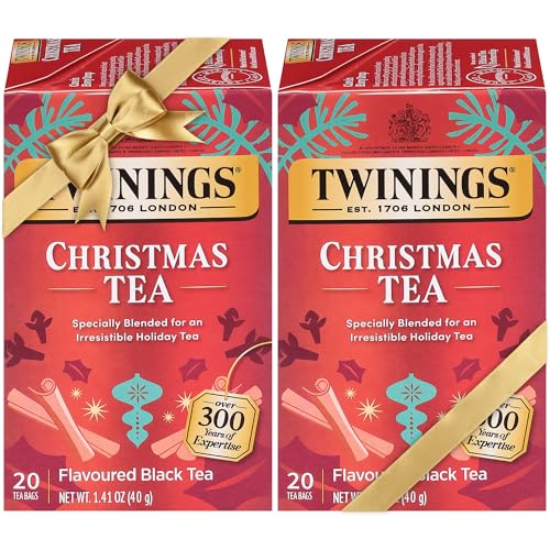 Twinings Christmas Tea - Black Tea Blended with Spicy and Aromatic Clove and Cinnamon, Tea Bags Individually Wrapped, 20 Count Ea (Pack of 2)