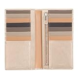 Portafoglio RFID da donna Colorful Met Vulcano di DUDU in pelle rosa metallizzata con 16 tasche porta carte di credito e protezione anti clonazione.