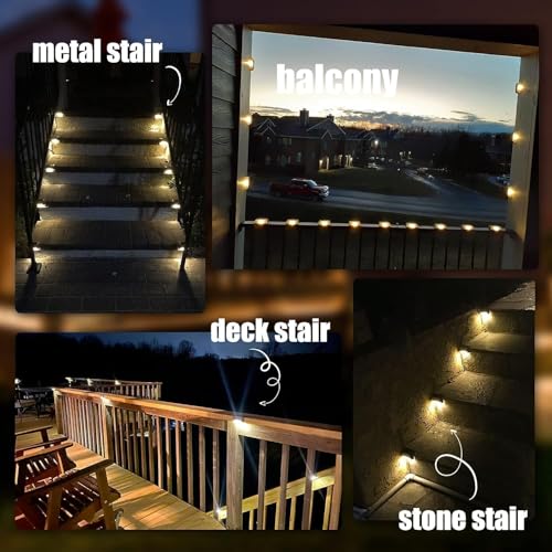 Image of Solar Deck Lights | Waterproof LED Outdoor | Solar Lights for Deck, Stair Railing, Wall, Garden, Patio, and Balcony Decor