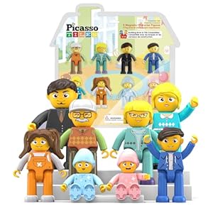 Picasso Toys Magnetic Action Figures 8 Piece Family Character for Construction Building Block Tiles Toddler Toy Set Magnet Expansion Variety Pack Educational STEM Learning Kit Pretend Playset PTA11