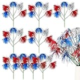 Thiccywoov 10 Pcs Red White and Blue Patriotic Firework Picks 15.75 '' 4th of July Decorations Picks 250th Anniversary Independence Day Memorial Day Branch for Vase Filler Home Office Party Decor