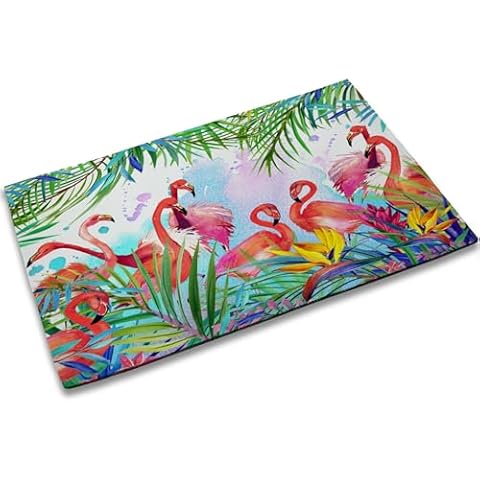 TUBAMQ Flamingo Tropical Flowers Door Mat Cover