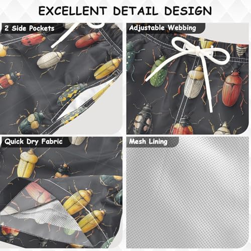 Pigsaly Boys Swim Trunks Red White Ladybug Boys Board Shorts Swimsuit Swimwear Summer Bathing Suit 4T3