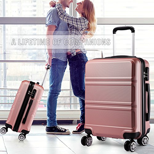 Kono 3 stuks bagageset 4 wielen spinner trolley koffer lichtgewicht ABS bagage 20 inch 24 inch 28 inch (3-delige set nude), Naakt, 3-piece set Nude, Bagage set - Afbeelding 8