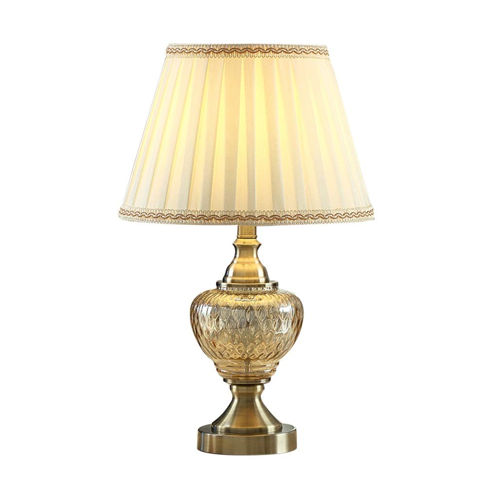 Lámpara de Mesa Lámpara de Escritorio de Gama Alta, Cristal Transparente Base de Oro Plisada Lámpara de Escritorio Lámpara de Escritorio Bar Café Lámpara de Escritorio E27 Control de Botón Lámpa