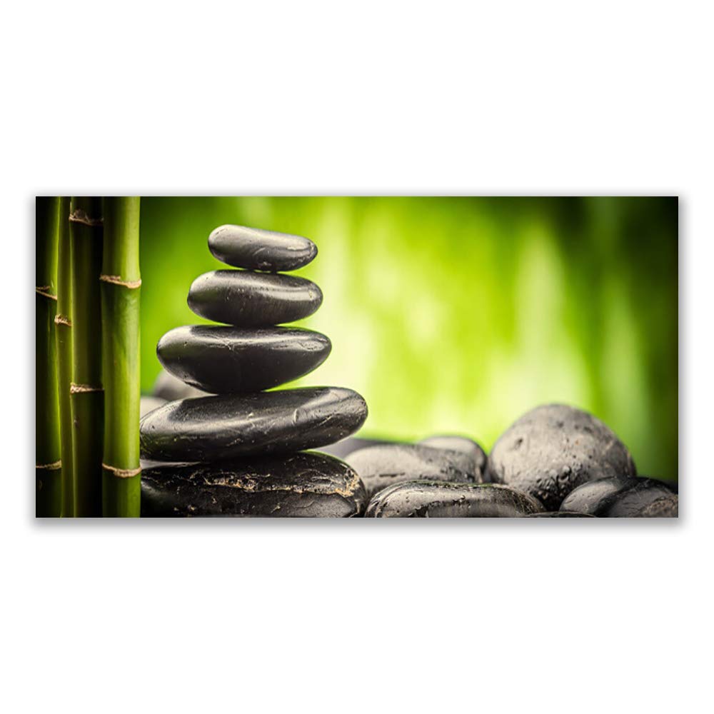 Impression sur verre acrylique 140x70cm tableau décoration art pierres bambou