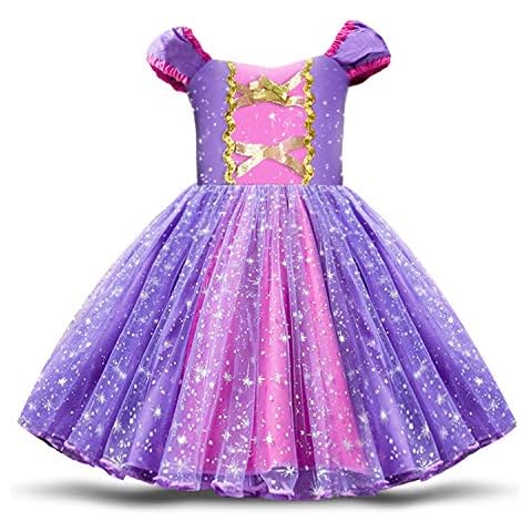 Little Girls Princess Dress Elegant Party Fancy Costume for Toddler Girl Size (100) 2-3 Years Purple Cover