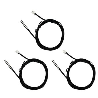 10K Temperature Sensor Probe, 3pcs 1 Meter Waterproof Temp Sensor Probe, Stainless Steel 3950 NTC Thermistor Sensor Probe, Digital Temp Transmitter Extension Cable