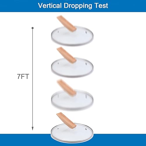 Miniatura 4 de Tapa universal de vidrio templado con perilla de tapa de madera con cabeza de pescado grueso, tapa para olla de cocción lenta, transparente, sin