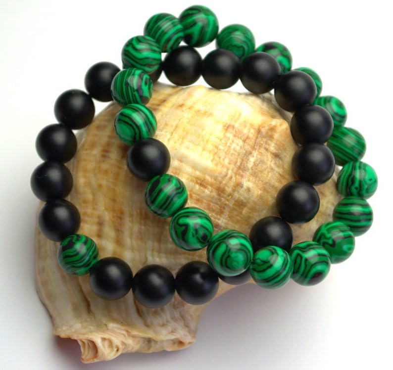 Bracelets de couple malachite et onyx 10mm à porter au quotidien pour l'amour à distance - 4