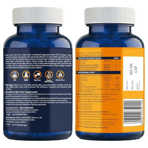 Image of 2X Double Strength Omega 3 Fish Oil Capsules 2000 mg omega 3, 360 mg EPA and 240 mg DHA - Re-Esterified Triglyceride Form for Optimal Absorption, No Fishy Burps - 30 Capsules
