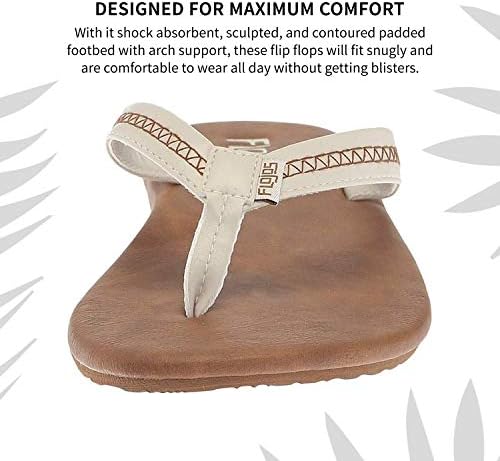 Flojos Women's Claire Ivory/Tan Flip Flops 9 M US | Image 1