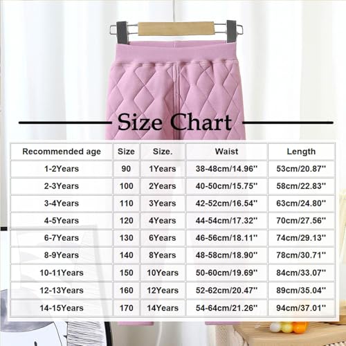 Kids Winter Pants Warm Leggings Boys Girls Pants Pull-On Joggers Full Length Thick Tights Elastic Waist Sweatpants3