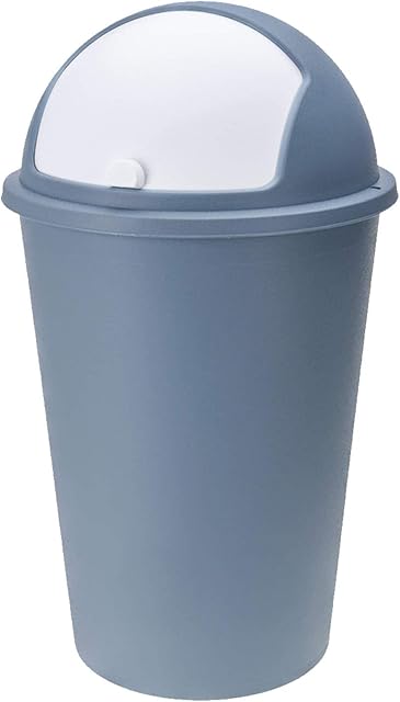 Guaranteed4Less 50L Rubbish Bin Garbage Kitchen Plastic Flip Roller Top Lid Bullet Waste Dustbin (Blue)