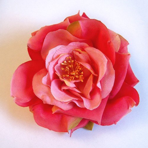 Open Garden Rose Artificial Flower Hair Clip/Pin Brooch