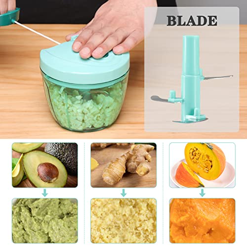 Image of Cambom Food Chopper Vegetable Cutter, Chopper Hand String Vegetable Chopper Onions Cutter for Vegetable Fruits Nuts Durable BPA Free Food Safe Material 650ML(Blue)