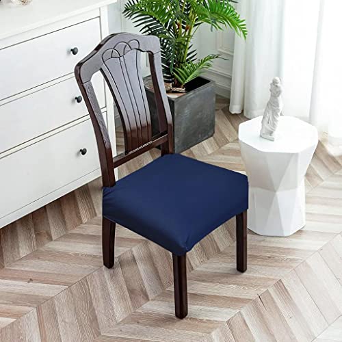 Image of Universal Size Dining Chair Seat Cover Set of 4 Seater pcs are Easily Washable Strechable and Comfortable for Dining Room (4 Seat Cover, Solid Navy)