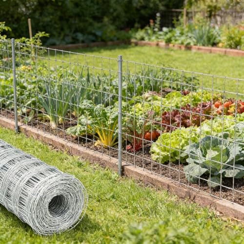 Heavy Duty Galvanized Welded Wire Fence, Livestock Cattle Panel, 1/4Inch Rustproof Farm Fence for Goat, Deer, Hog, Garden & Yard Protection(W:0.5*L:8M)