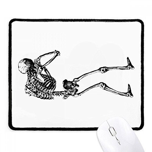 Tapis de souris squelette humain sketch noir pour setup de jeu PC