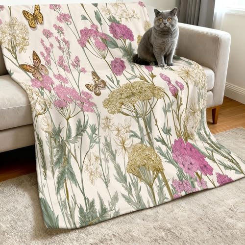 Couverture William Morris en flanelle de qualité supérieure rose et vert - 3