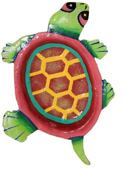 Image of Ashtray Turtle 6 x 4.25 x1 /2 inch Red Green Imported Haiti Crafts Hand Made Jewelry Holder