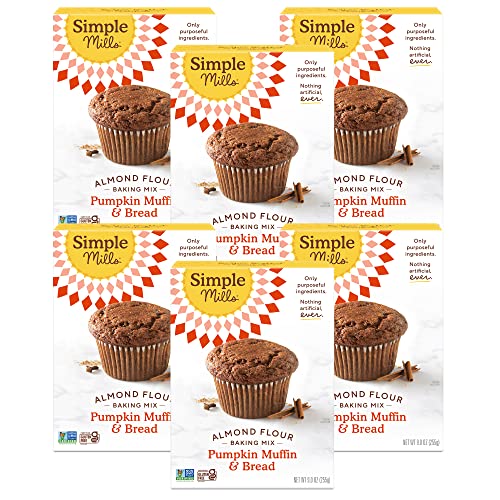 Simple Mills Almond Flour Baking Mix, Pumpkin Muffin & Bread Mix, Gluten Free, Plant Based, Paleo Friendly, 9 Ounce (Pack of 6)
