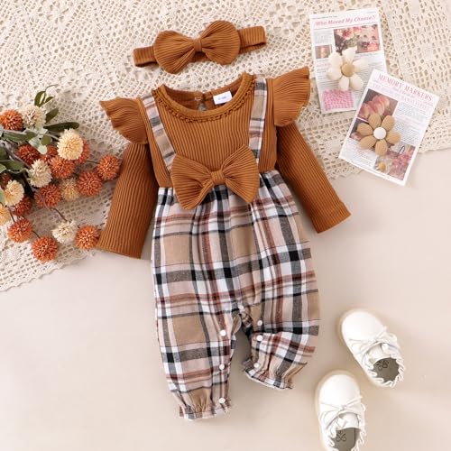 Baby Girl Clothes Fall Winter Outfits Ruffles Plaid Romper Long Sleeve Bodysuit One Piece Jumpsuit 0-18 Months2