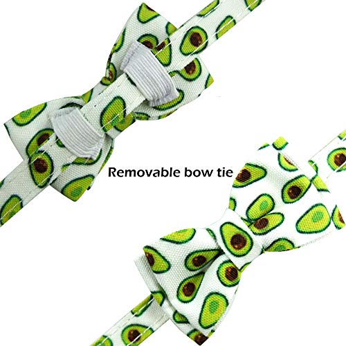 Image of Cat Collar Breakaway with Bell and Accessories, Printing Kitten Collar Bowtie for Kitty 10 Colors Adjustable 7.5-11in (Avocado)