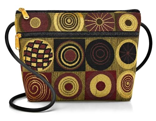 Image of Danny K. Women's Tapestry Zipper Purse Crossbody Handbag, Adjustable Cord, Handmade in USA