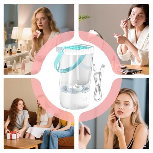 Limpiador Eléctrico De Pinceles De Maquillaje - Limpiador Portátil Para Herramientas De Maquillaje,Dispositivo De Limpieza Profunda Automático Brochas Cosméticas - Para Novia, Amigo, Hermana, Hija - imagen 4