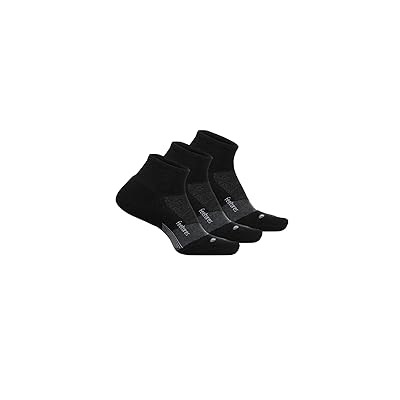 Feetures Merino 10 Cushion Quarter 3 Pair Pack Quarter Length Socks Shoes Charcoal 1