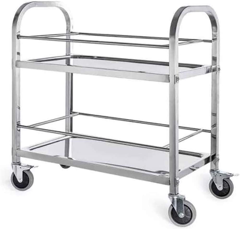 MFRELMNZG Metal Rolling Serving Trolley Cart with Lockable Wheels for Kitchen and Bathroom Storage 85 x 45 x 90cm