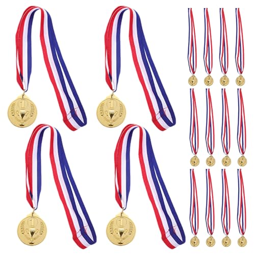 Medallas de premio doradas de aleación de tela de 16 piezas para torneos y eventos escolares