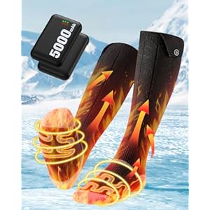 Calcetines Calefactables[Especialistas en Calor], 360°Recargable Calcetines Calefactables Mujer Hombre con 3 Temperatura, 5000mAh Calcetines Termicos Calefactables lavable, Calefacción para Caza Esquí
