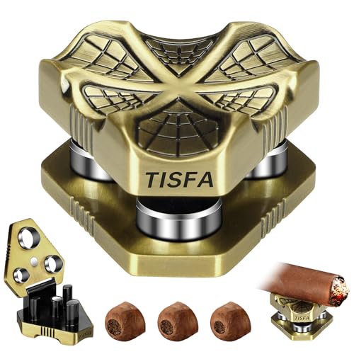 TISFA Cigar Punch Tool, Cigar Punch Cutter with Cigar Holder 2 in 1, Foldable 3 Sizes Cigar Hole Punch and 3 Cigar Stand Cigar Kit, Multifunctional Stainless Steel Puncher with Gift Box (Bronze)