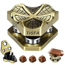 TISFA Cigar Punch Tool, Cigar Punch Cutter with Cigar Holder 2 in 1, Foldable 3 Sizes Cigar Hole Punch and 3 Cigar Stand Cigar Kit, Multifunctional Stainless Steel Puncher with Gift Box Bronze