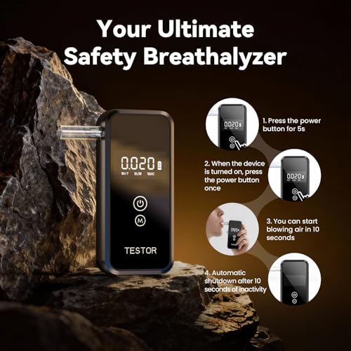 Image of Professional-Grade Breathalyzer, High-Accuracy Breathalyzers for Alcohol with Memory Function,Portable Personal Breathalyzer Tester for Home & Travel Use-8 Mouthpieces