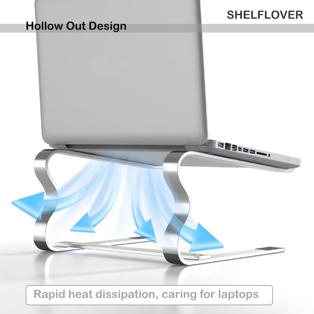 SHELFLOVER Laptop Stand Aluminum Alloy Material, Detachable PC Stand Notebook Holder, Compatible with Laptops Air/Pro/Lenovo/Dell, HP, 10'' ~ 18