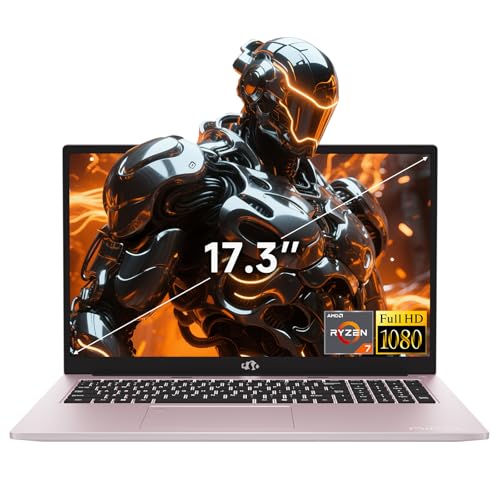 Image of NIMO 2026 Gaming Laptop, 17.3 inch FHD IPS Large Screen, AMD R7 7735HS (Up to 4.75 GHz, 8C /16T) Work Computer with 16GB DDR5 RAM 256GB NVMe SSD, 180 View, Radeon 680M, PD 100W Fast Charge 2-Yr Warranty