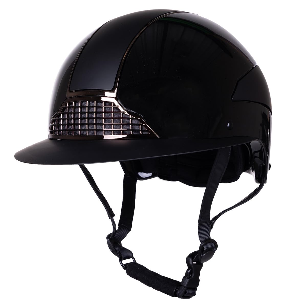 QHP Casco de equitación Miami Polo Visor Negro - 55-57 cm