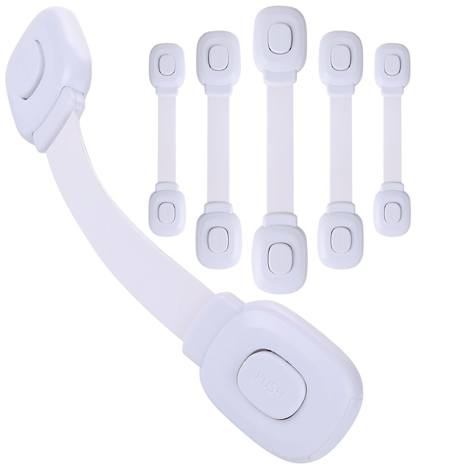 Fursafe&Q Baby Cabinet Locks, Child Safety Cabinet Proofing -Child Safety Strap Locks Adhesive Drawer Fridge Ovens Door Toilet Latches No Drill Multi-Purpose for Furniture Kitchen Lock (White, 6Pack) - guards and locks | Mubboo